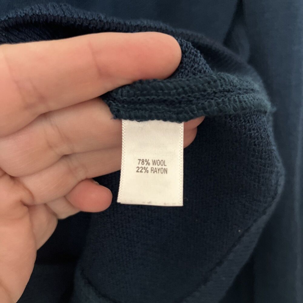 St John Collection Blue Textured Knit 3 Button Blazer Jacket Wool Blend Size 12 - Picture 6 of 7